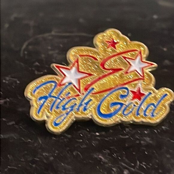 1.25” gold tone star design w/red white & blue enamel hat lapel pin tie tack - Picture 2 of 8